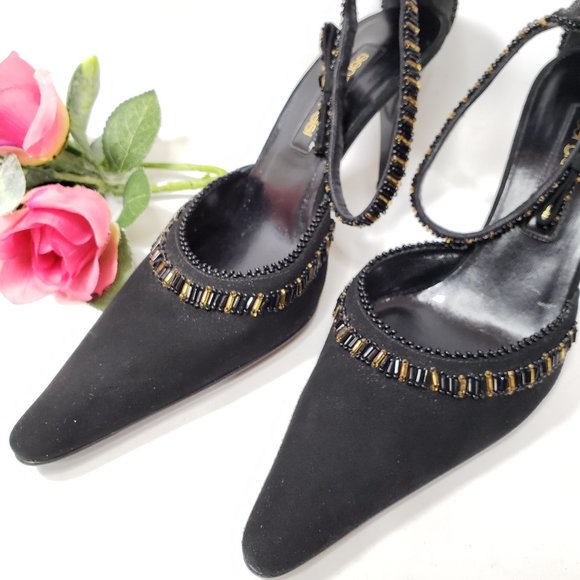 Sergio Rossi Beaded Heels w/ Ankle Straps - Picture 3 of 16